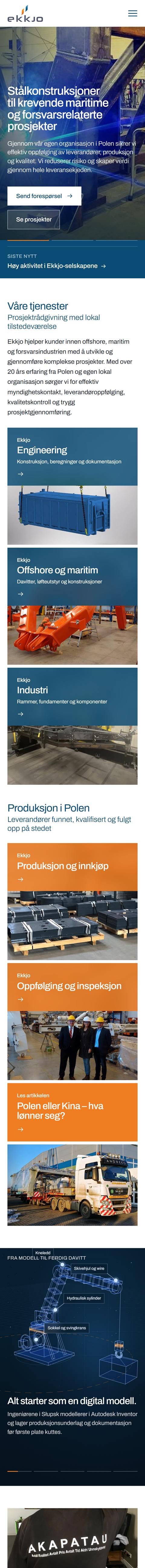 Nettsiden til Ekkjo på mobil